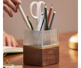 Minimalist Square Walnut Pen Holder