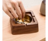 Minimalist Square Wood Ashtray,With Lid