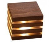 Modern Style Rechargeable Wooden Cube Table Lamp 