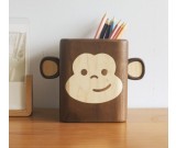 Cute Wooden Monkey Desktop Organizer Pen Holder