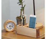 Multipurpose Wooden Pen Pencil Holder Phone Charging Station Stand Desk Organizer