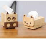 Natural Solid Wood Handmade Dog &Cow Tissue Box