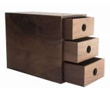 Pastoral Black Walnut Wood Office Desk Organizer with Drawers