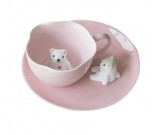 Pink 3D Bear & Cat Ceramic Coffee Cup With Saucer