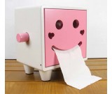 Wooden Smiley Face Tissue Box,Pink