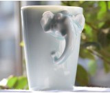 Porcelain Coffee Mug with Elephant Head Handle