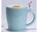Porcelain Coffee Mug with Rabbit On Handle
