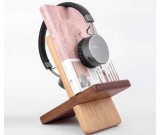 Portable Wooden Tablet Stand Mobile Phone Holder Headphone Hanger 