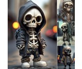 Punk Sweatshirt Skull Statue, Halloween Decoration Ornaments