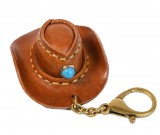 Retro Leather Cowboy Hat Keychain - Packaging Decoration Pendant
