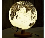 Rotating  LED  World Globe Map Table Lamp with Wood Base, 20cm Diameter