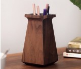 Square Black Walnut Wooden Pen Holder Pencil Storage