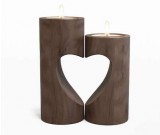 Tea Light Black Walnut Wooden Candle Holder Set