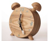 Twin Bell Wooden Alarm Clock 