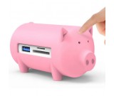 Pig Shaped 3 Port USB 3.0 Hub