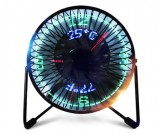 USB Portable Desktop LED Clock Fan  With Real Time and Temperature Display 