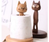 Whimsical Wooden Cat Toilet Paper Holder