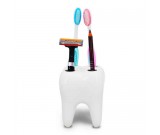 White Ceramic Tooth Shaped Toothbrush Holder Stand 