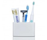 White  Ceramic Toothbrush and Toothpaste Holder for Bathroom