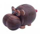 Wood Hippo Coin Bank Money Saving Box