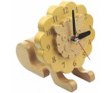 Wood Lion Desk Clock	