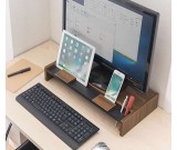 Wood&Metal Monitor Riser with Storage Organizer Office Computer Desk Tablet  Cellphone iPad  Stand