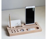 2pcs Wood Office Desk Organizer Set - Phone Stand / Pencil Holder / Business Card Holder