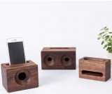 Black Walnut Wood Phone Sound Amplifier Trumpet Holder Amplifier Loudspeaker