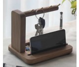 Black Walnut Wooden Key Rack Desk Organizer  Pen Pencil Holder Phone Stand Holder