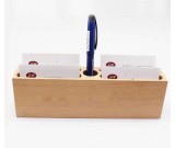 Wooden  4 Slot Desktop Business Card Holder Pen Pencil Holder