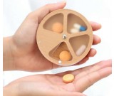 Wooden 4 Slots Portable Pill Box Jewelry Tins Storage Organizer 