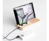 Wooden 4 USB Port Charging Docking Station for Smartphones and Tablets