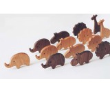 Wooden Animal Ornaments Elephant, Giraffe, Hippo, lion, 4 Pieces 