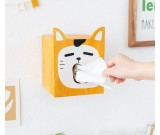 Wooden Big Face Cat Wall Tissue Box