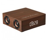 Wooden Bluetooth Alarm Clock Stereo Speaker 
