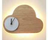 Wooden Clouds Led Night light With Wall Clock 