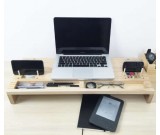 Wooden Computer Monitor Stand Riser - Laptop Stand and Desk Organizer with Keyboard Storage 