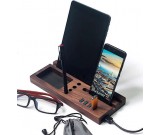 Wood Office Desk Organizer with iPad Stand, Phone Holder  With 4 Port USB 3.0 Hub