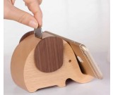 Wooden Elephant Shaped Piggy Bank Cell Phone Stand 