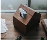 Black Walnut Wooden House Design Tissue Box