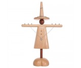 Wooden Humanoid Shaped Necklace Ring Earring Stand Holder Display Jewelry Organizer 