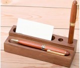 Wooden Office Desk Organizer Business Card Holder Pen Pencil Holder Stationery Storage Box 