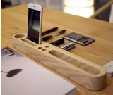 Wooden Business Card/Pen/Pencil/Mobile Phone Stand Caddy Office Supplies Desktop Stationery Storage Box
