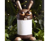 Wooden Bunny Paper Towel Holder with Big Eyes