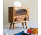 Wooden Retro Radio Tissue Box 