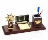 Wooden  Desk Organizer Pen Pencil Holder,Ship Wheel