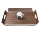  Wooden Black Walnut Square Fruit Cake Snack Serving Tray Plate with Handles