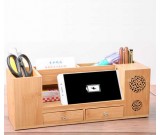  Wooden Struction Multi-function Desk Stationery Organizer Storage Box with Small Drawers