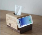 Wooden Whale Tissue Box Mobile Phone Display Stand