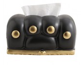 Cute cartoon cat paw modern art black ceramic tissue box